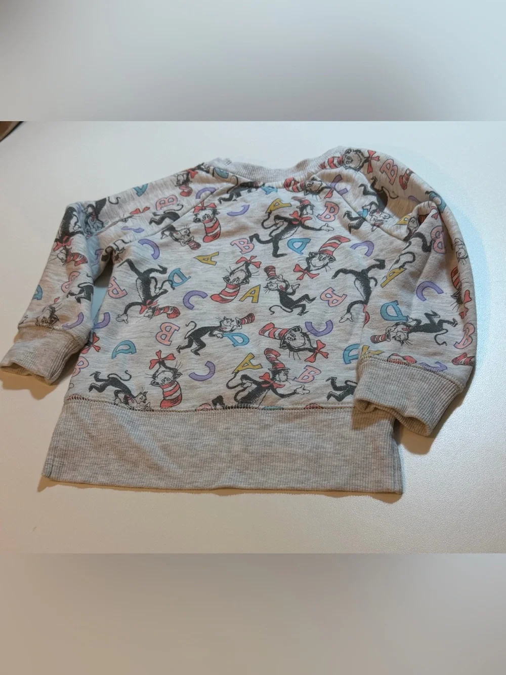 Dr. Seuss Cat in the Hat ABC Toddler Crewneck Sweatshirt Light Gray Heather 2T